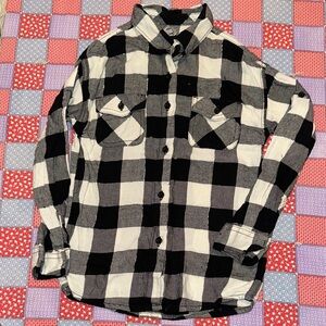 Wonder Nation Checkered Shirt in Black and White with silver sparkle. XS 4/5